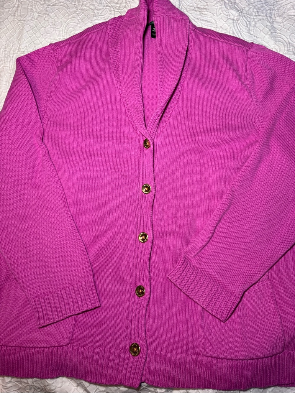Ralph Lauren Shawl Collar Button-Front Cardigan - Bright Pink